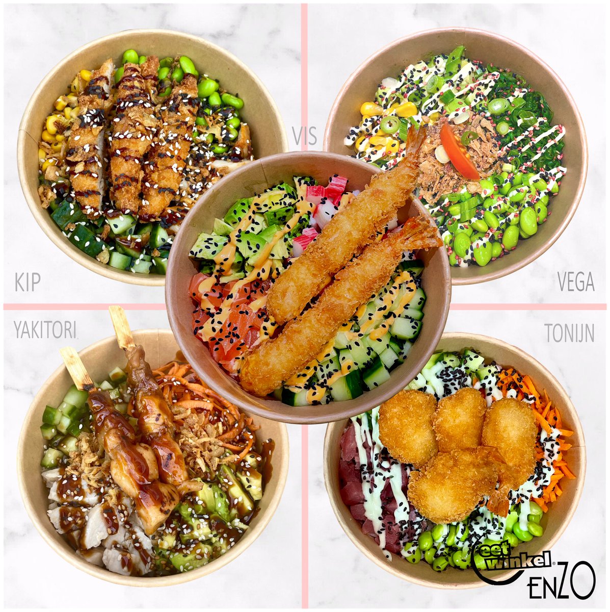 🍚 * 𝗣𝗢𝗞𝗘𝗕𝗢𝗪𝗟𝗦 * 🍚
👉 Bekijk de poké bowls eetwinkelenzo.nl. Te bestellen op vrijdag, zaterdag en zondag. Online of telefonisch: 0487-517432.🥢 Online kun je op elk moment je bestelling plaatsen. Telefonisch kan dit op vrij t/m zon va 10.00 u Afhalen tot 20.00 u