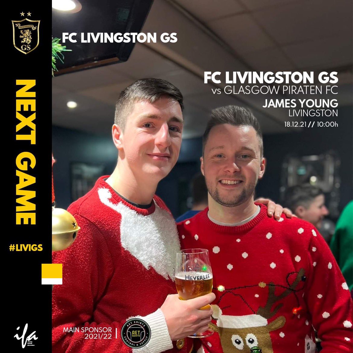 LiviGS's tweet photo. The boys are well in the festive spirit, but thereโs still one game to play before Christmas.
We welcome @GlasgowPiraten on Saturday morning before @LiviFCOfficial take on @RossCounty.
๐ Saturday 18th December
โฐ 10am
๐ James Young High School
#GSAOF #FTOL https://t.co/L2wcM9yloj