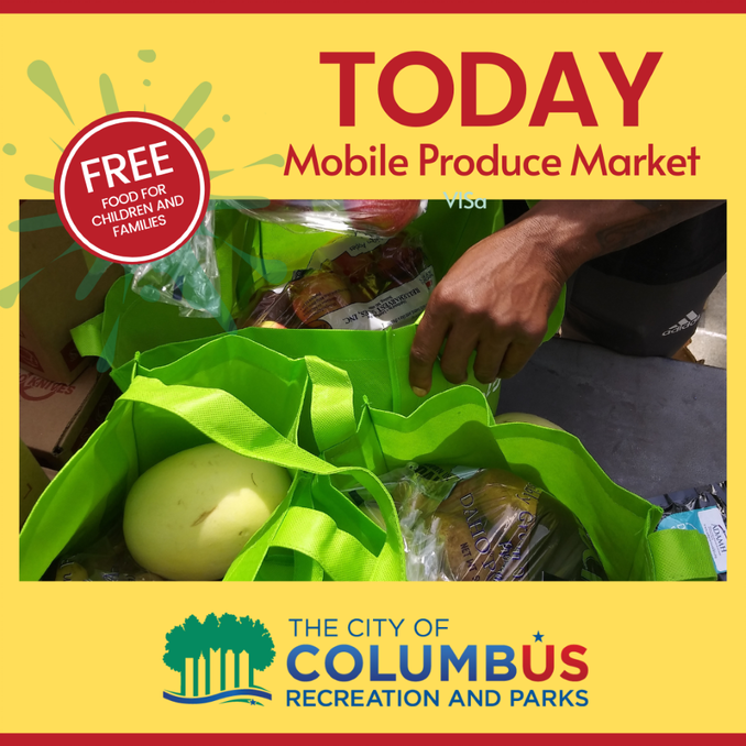 Join us today at the #MobileProduceMarket to pick up fresh fruits and vegetables. Distribution at Tuttle &amp; Holton Community Centers will begin at 3 p.m. #pickup #fruitsandvegetables #joinustoday