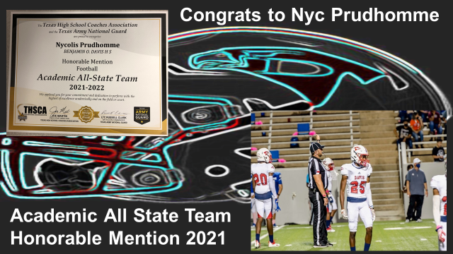 BODFalcons's tweet photo. Davis Senior FS Nycolis Prudhomme named to the Academic All State Team Honorable Mention. Congrats on being a true student-athlete for the Falcons. #Flyboz https://t.co/I7i4AOQ913