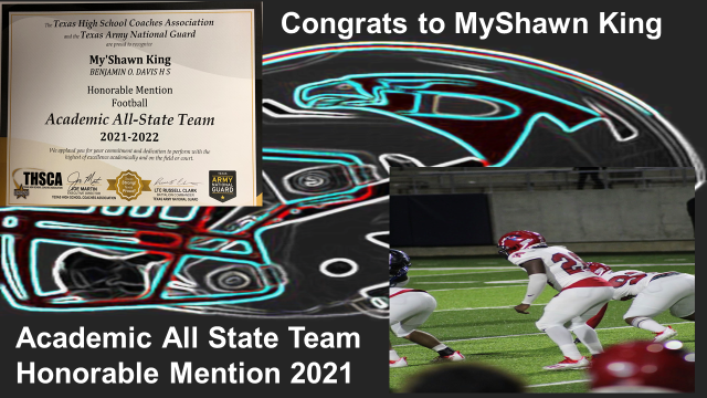 Davis Senior ILB MyShawn King named to the Academic All State Team Honorable Mention. Congrats on being a true student-athlete for the Falcons. #Flyboz