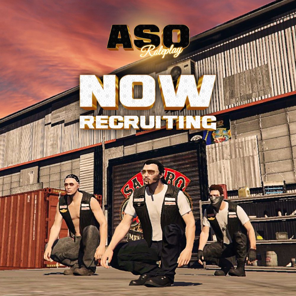 ASORPGTA's tweet photo. ASORP Sons of Anarchy are recruiting so if you see yourself as a biker and like to get into trouble then join the discord and come see the guys too see if you have what it takes #gtarp #asorp #gta5 #gtaroleplay https://t.co/s6RBg0pFFT https://t.co/oe57Im3vad