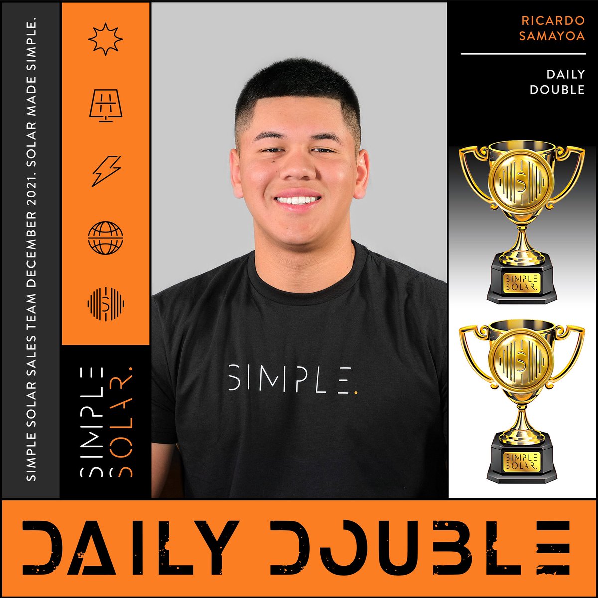 SimpleSolarllc's tweet image. Ricardo Samayoa with a #DailyDouble on the leaderboard this week! #solarmadesimple