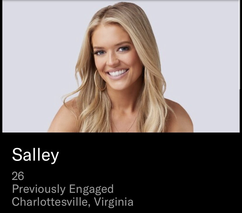 madfitzroth's tweet photo. the new #bachelor bios are here, so without further ado, here are the four contestants with the most WTF occupations:

Ivana - “Bar Mitzvah Dancer”
Claire - “Spray Tanner”
Marlena - “Former Olympian”
Salley - “Previously Engaged” (??!) https://t.co/sVir3aJU0f
