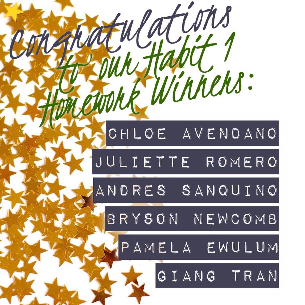 NCESbearcubs's tweet photo. Congratulations to our Habit 1 & 2 HW Winners! Thank you families for your continued support in growing leaders. Be on the look-out for new Habit HW this January! @osceolaschools @theleaderinme #ncesrocks #learningandleading #7Habits #growingLeaders #greatHappensHere https://t.co/Ba7FGUK6Sf