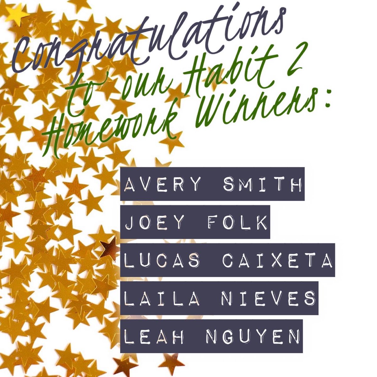 NCESbearcubs's tweet photo. Congratulations to our Habit 1 & 2 HW Winners! Thank you families for your continued support in growing leaders. Be on the look-out for new Habit HW this January! @osceolaschools @theleaderinme #ncesrocks #learningandleading #7Habits #growingLeaders #greatHappensHere https://t.co/Ba7FGUK6Sf