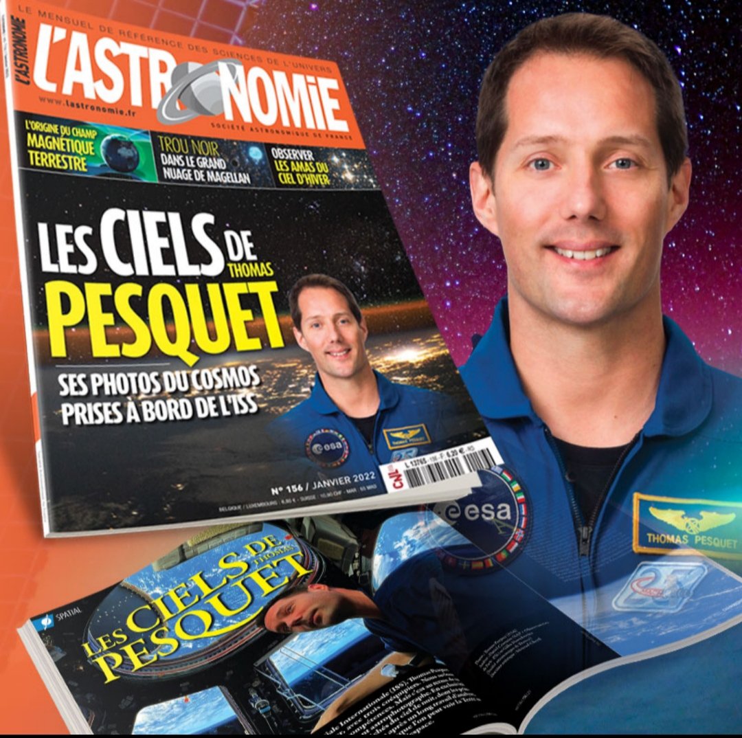 A ne pas manquer, à partir de lundi chez votre marchand de journaux, le dernier dernier numéro de L'Astronomie, le magazine de la <a href="/safastrofrance/">Société Astronomique de France</a>.
Avec une mise en perspective tout à fait inédite des photos de l'espace, du ciel profond, prises par <a href="/Thom_astro/">Thomas Pesquet</a>
