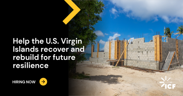 amymurphy000's tweet photo. Want to support disaster recovery efforts and build resiliency against extreme weather events? We are building a team local or familiar with the U.S. Virgin Islands to support HUD-funded recovery and mitigation efforts. Explore the openings. @joinICF https://t.co/IY6EcaHO58 https://t.co/9UzGBNFzI5