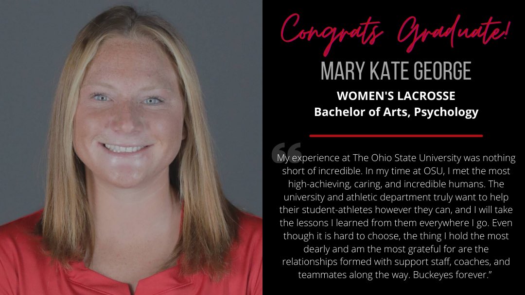 SASSO_OSU's tweet photo. Once a Buckeye, always a Buckeye 🌰 ❤️ 
 Congratulations 👏 to Mary Kate George 🥍 for graduating this Autumn 2021 📚🎓

Can’t wait to see what this next chapter brings you ❗️#GoBuckeyes https://t.co/A7o44OGAXO
