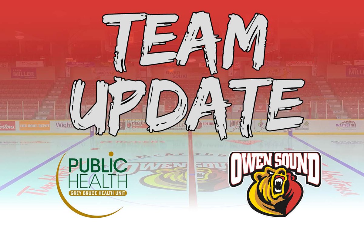 AttackOHL's tweet photo. UPDATE!

In conjunction with the Grey Bruce Public Health Unit we have suspended all team activity until Dec 23rd.

Details: https://t.co/7oWwqxTj0z https://t.co/CUtZ6khSDK