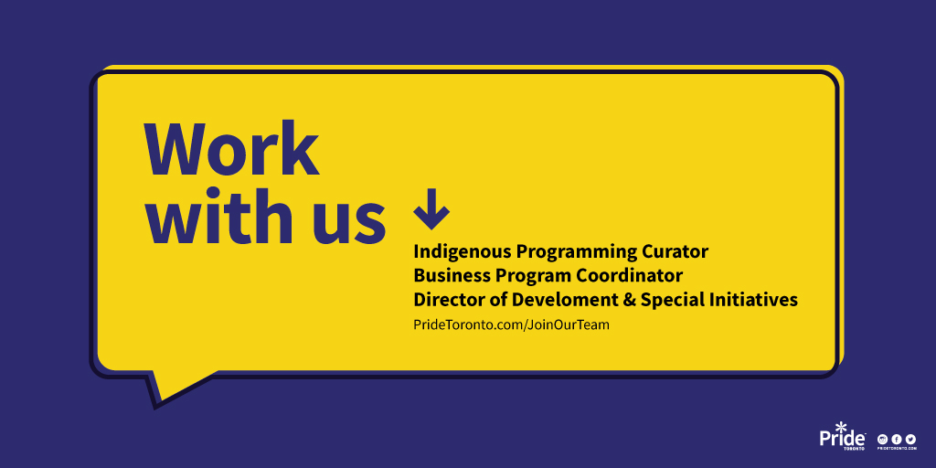 PrideToronto's tweet photo. We're still on the lookout for an Indigenous Programming Curator, Business Program Coordinator, and Director of Development & Special Initiatives.
For more info or to apply, visit https://t.co/SVZ7fnSXVo and click the green Job Board button.
#PrideToronto #Pride40 https://t.co/k3GzU7YaqW
