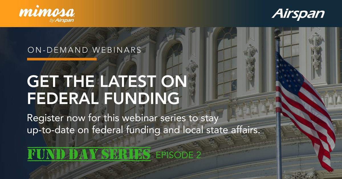 GoMimosa's tweet photo. As the year is quickly coming to close, there's been a lot of activities taking place in Congress. Watch the latest FUND DAY episode to learn key information that are affecting broadband funding programs. 

Register now!
https://t.co/vWzagrY94f

#FundDay #fixedwireless #telecom https://t.co/90X5XIfyM3