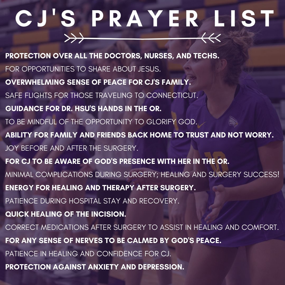 UNW Volleyball (@unwvb) on Twitter photo PRAY FOR CJ!! If you're seeing this post, take a moment to pray for <a href="/CaitlynPruis/">Caitlyn Pruis</a> as she is in surgery. PRAY FOR CJ!! If you're seeing this post, take a moment to pray for <a href="/CaitlynPruis/">Caitlyn Pruis</a> as she is in surgery.