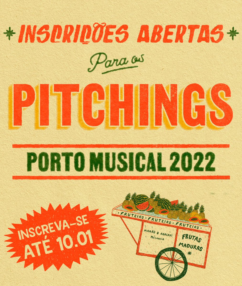 portomusical's tweet photo. Chegou a tão esperada hora: a partir desta quinta-feira (16/12), estão abertas as inscrições para o Pitching do Porto Musical 2022. 🗣

Para participar da seleção basta ler o regulamento e preencher o formulário até o dia 10/01, através do link: https://t.co/dg1L2AgV6u. https://t.co/61b5c10j4w