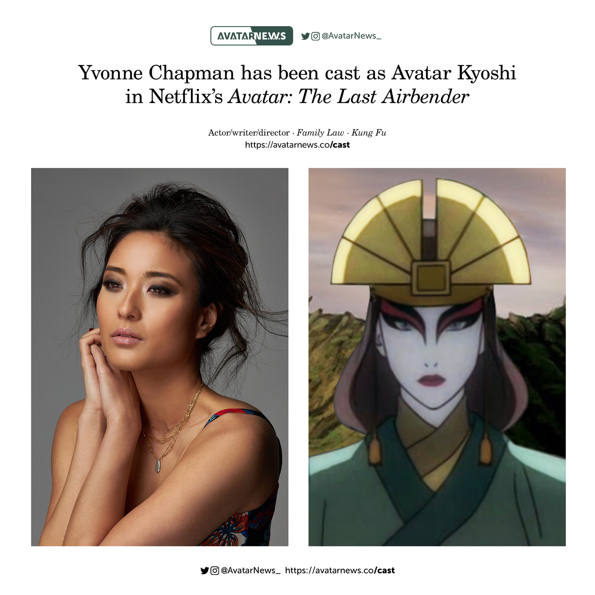 Avatar News on Twitter Yvonne Chapman has been cast as Avatar Kyoshi  Avatar Aangs secondlast past life in the liveaction Avatar The Last  Airbender series She is an actor writer and director