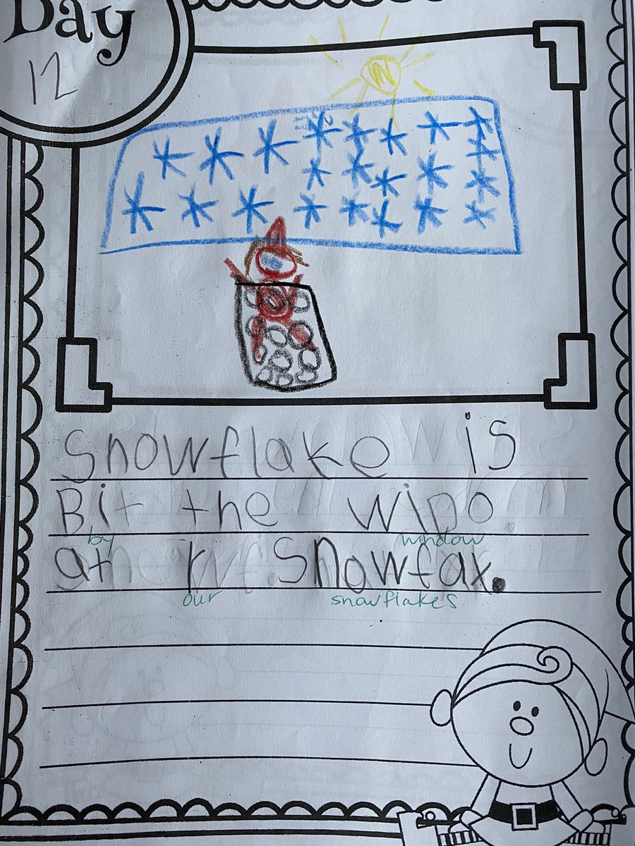 jovteach's tweet photo. Snowflake decorated with our paper snowflakes we made yesterday! We are learning all about winter this week. Check out all of the shapes in these snowflakes! #ClassroomElf #SnowflakeAdventures #WEStandTogether #becomebelongNYCSD @WESpolarbears https://t.co/yTbrGbFym2