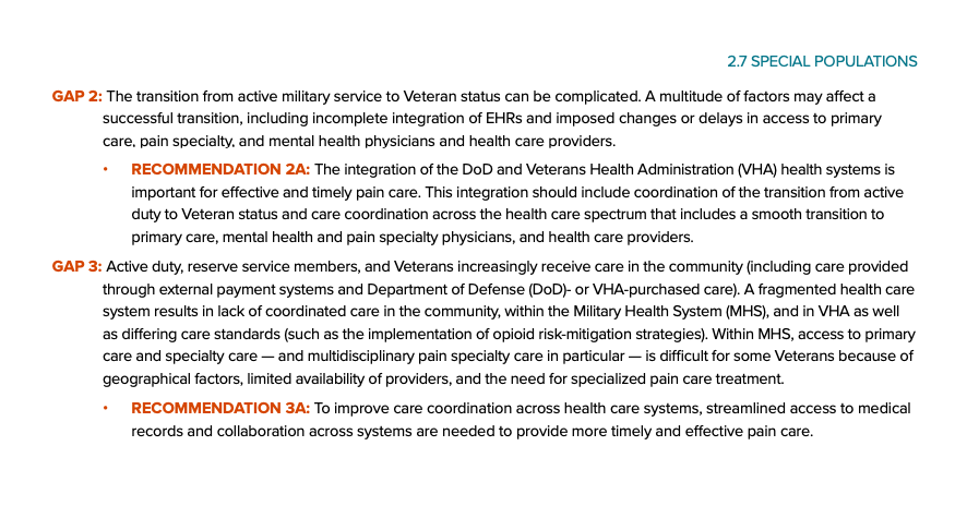 VanilaSingh's tweet photo. #Veterans were a special population in the #PainTaskForce report. Read our recommendations on page 50: https://t.co/GlDfPt8s2U https://t.co/hTgthsFwj0