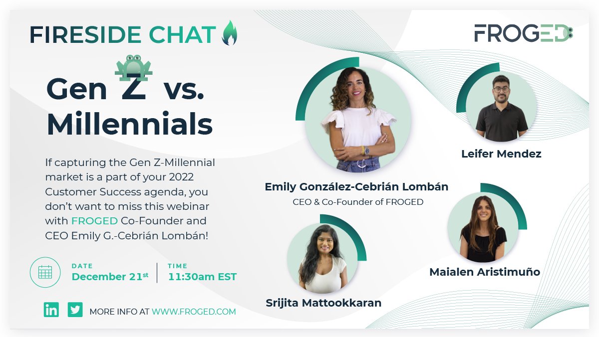 FrogedEN's tweet photo. Our next fireside chat 🔥 with FROGED CEO and Founder @EmilyCebrianME on #CustomerSuccess and #GenZ is only a few days away! Have you registered yet? https://t.co/uxSUjUQVQE https://t.co/QGpVO677dj