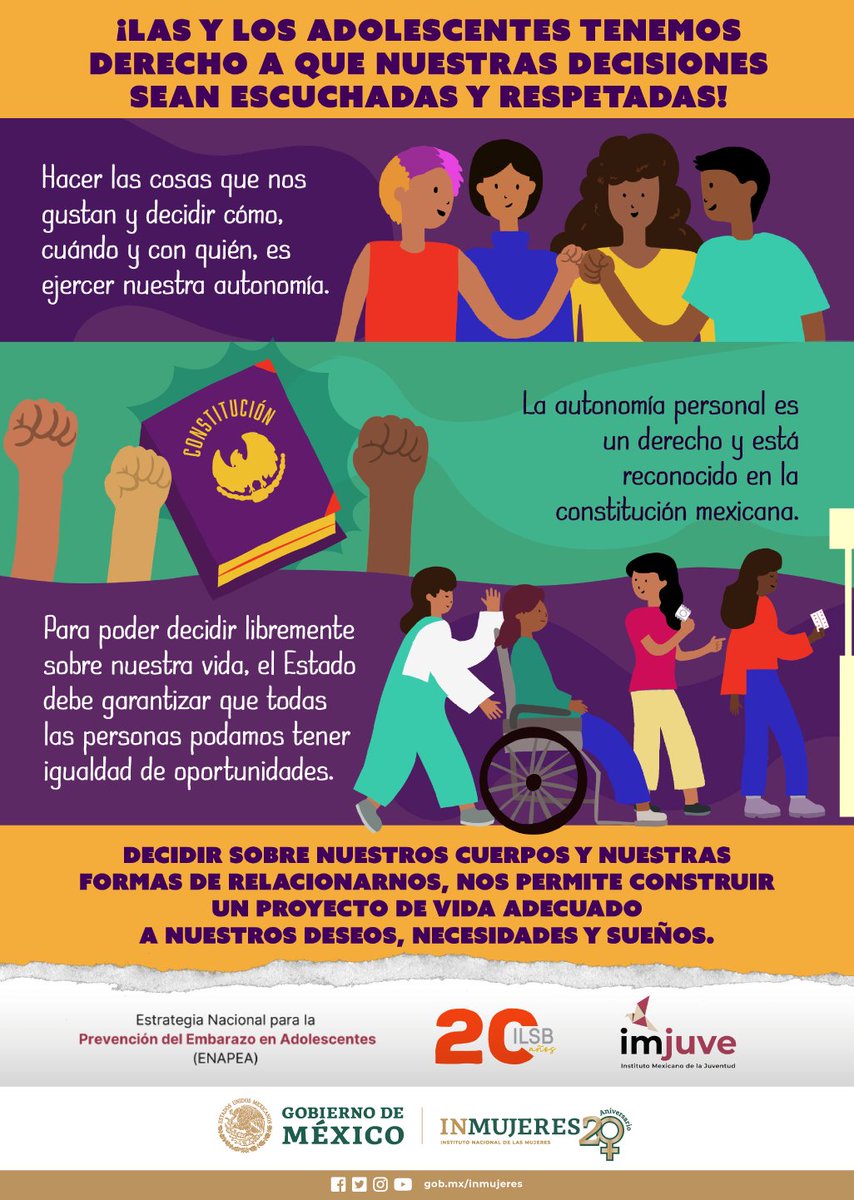 Las y los jóvenes tienen #DerechoalaAutonomíaPersonal, a hacer las cosas que les gustan, y decidir cuándo, cómo y con quién las hacen.
#Derechoadecidirsobremicuerpo
#MiSexualidadMisDerechos 
#ENAPEA 
#YoDecido