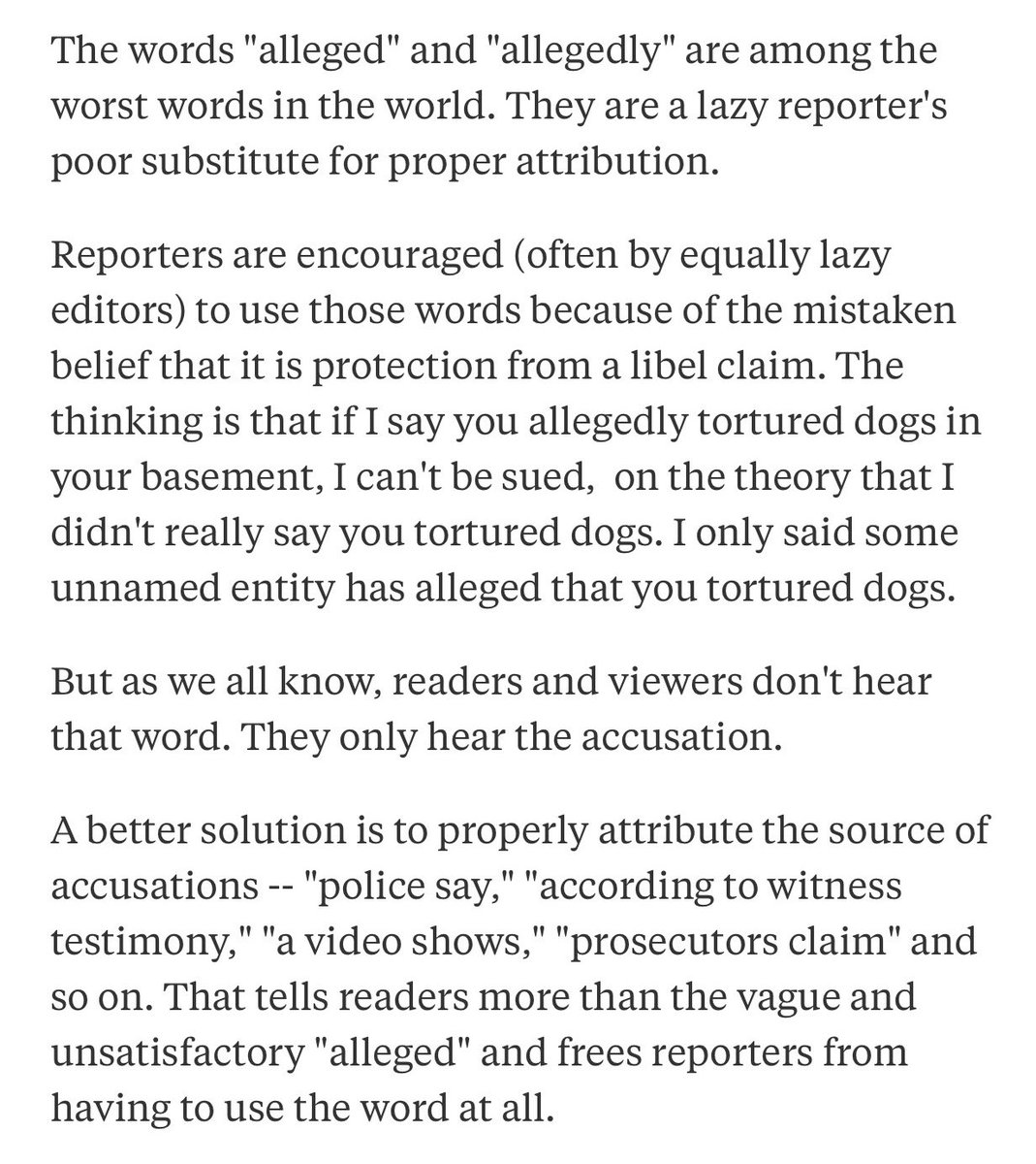 KateWheeler007's tweet image. Why reporters should stop using “alleged” - #grammarmatters #attribution #lazyreporting #libel