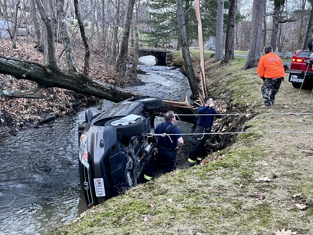 Stanley Forman (@sjforman138) on Twitter photo Overturned in a stream at the Walnut Grove Cemetery in Danvers. One woman driver was assisted from the car by Danvers FD and PD. #wcvb #boston <a href="/DanversFireDept/">Danvers Fire Department (Official)</a> Overturned in a stream at the Walnut Grove Cemetery in Danvers. One woman driver was assisted from the car by Danvers FD and PD. #wcvb #boston <a href="/DanversFireDept/">Danvers Fire Department (Official)</a>