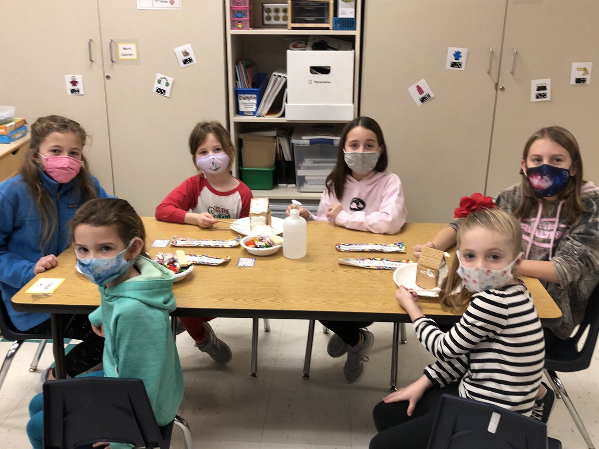 moore_uve's tweet photo. Today we resumed one of my favorite traditions and built gingerbread houses with our kindergarten buddy class. The students laughed, talked, cooperated, and enjoyed each other’s company.  #UVEMADE https://t.co/w9kRsNE22T