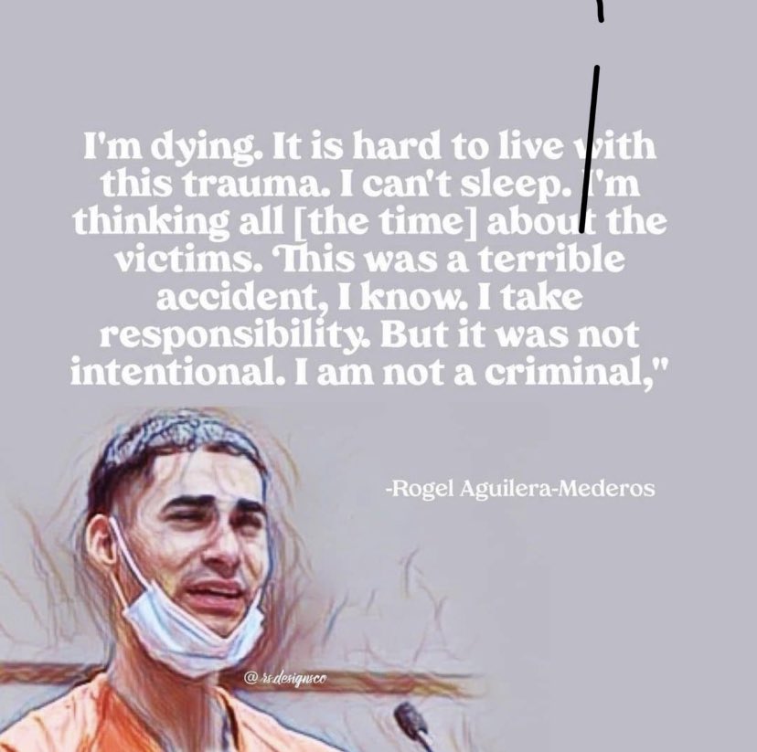 we live in a world where Kyle Rittenhouse is found not guilty of killing 2 men &amp; wounding a 3rd. While a Cuban immigrant is sentenced to 110 years for an accident caused by his brakes failing, killing 4. heartbreaking, #notruckstocolorado #RogelAguileraMederos