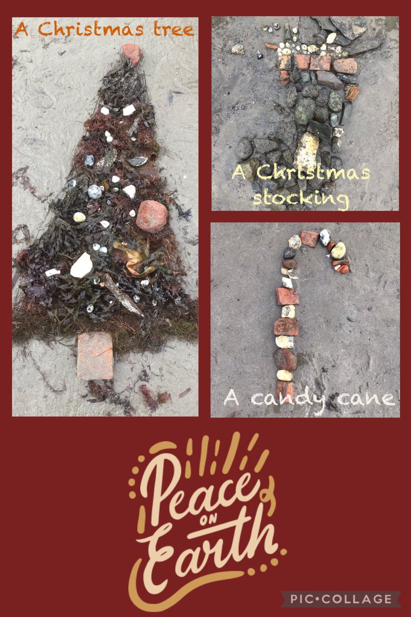 bps_p6's tweet photo. At beach school today P6 created some aMaZiNg Christmas art using resources from the beach. Well done P6 @beachschoolsuk @BallywalterPS @BeachschoolO #beachschool #christmasart https://t.co/jLNNfFABTn