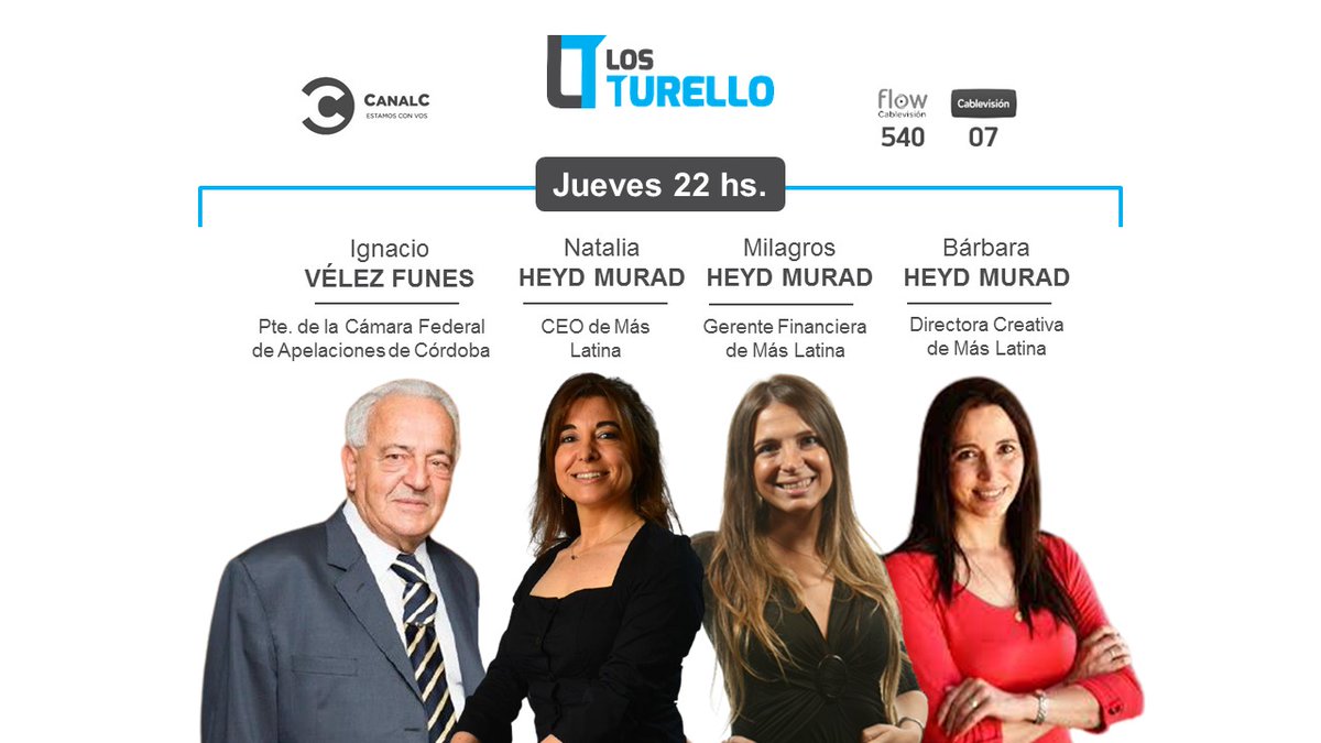 JuanTurello's tweet photo. ¡Preparate! A las 22, @LosTurello (@canalccordoba - 7,exCablevisión y 540 Flow), hablamos de fallo de @CorteSupremaAR s/#Magistratura c/Ignacio Vélez Funes, titular Cámara Federal Cba; y con @Natyheyd y hnas s/+Latina (empresa fliar). Te esperamos. https://t.co/TUDmCST3j7