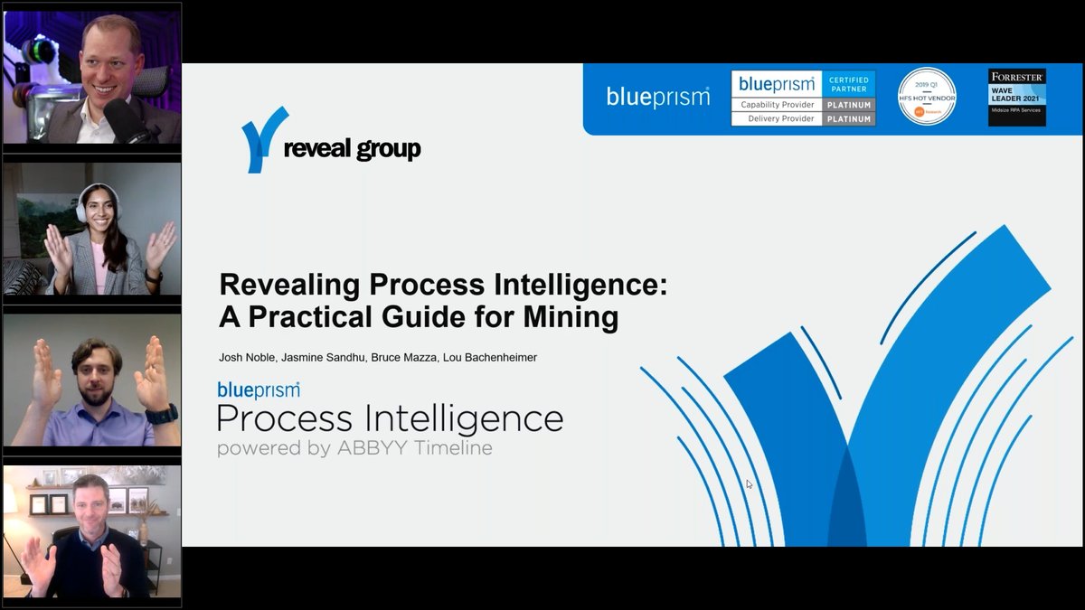 GroupReveal's tweet image. That&apos;s a wrap! 🎬 Thank you to all who registered and attended our #ProcessIntelligence webinar with Blue Prism. The recording will be available on-demand soon 📺

#AutomateBetter #automation #BluePrism #RPA #processdiscovery