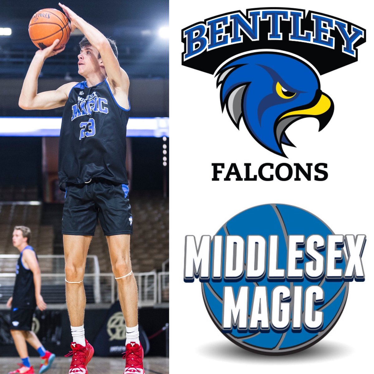 Congratulations to Magic and KUA 2022 Cash McClure on accepting a scholarship to Bentley! Cash is the 19th member of the Magic class of 2022 to commit to play college basketball and the 7th to accept a scholarship! #MagicFamily 🔵⚪️⚫️