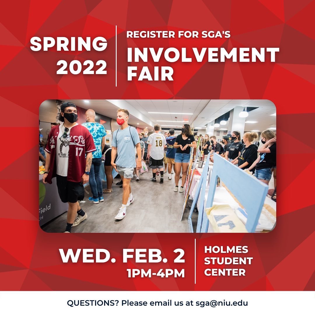 niusgaofficial's tweet photo. Hi Huskies! We are happy to announce it is time to begin registering for the Spring 2022 Involvement Fair! This fair will give the student organizations at NIU a chance to showcase what they bring to our campus!  

The fair will be held on Feb. 2nd, 2022, from 1-4pm in the HSC. https://t.co/GdHLF3K8wF