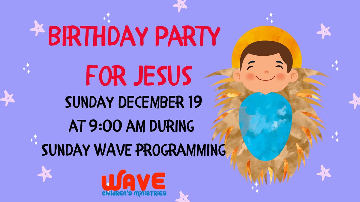 FirstUMCOrmond's tweet photo. The biggest birthday of the year is just over a week away. Come celebrate it, just a bit early, this weekend at our WAVE Birthday Party for Jesus! https://t.co/zfZyMbcpOn