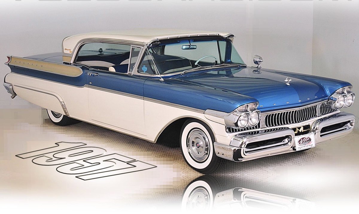 Slickfoot2's tweet photo. @DinoKasamis The very first Detroit entry into the 400 hp club; 1957 Mercury Turnpike Cruiser, it did it using a 430 inch Lincoln engine with 3 two barrels… gas was cheap in 1957. https://t.co/WPtf8GICRY