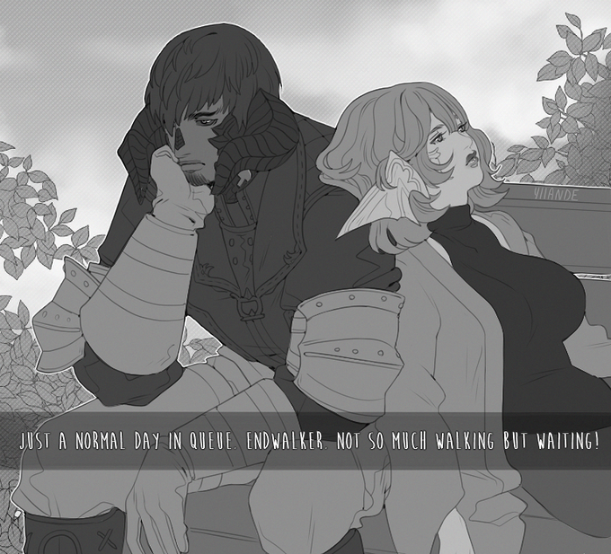 Endwaiter 🌿 #FFXIV #FF14 
Haruka and Shun waiting in queue... 
