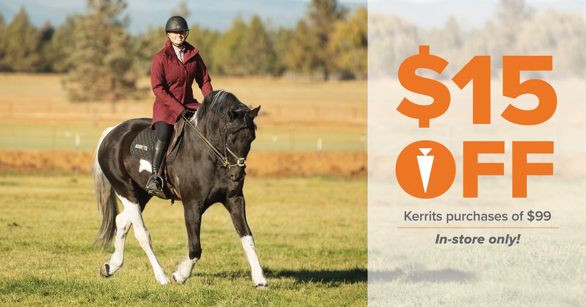 Shop at your local retailer and save! Shop small and find last-minute gifts. 

🥕$15 off your $99 Kerrits purchase.
For more details visit: kerrits.com/pages/kerrits-…