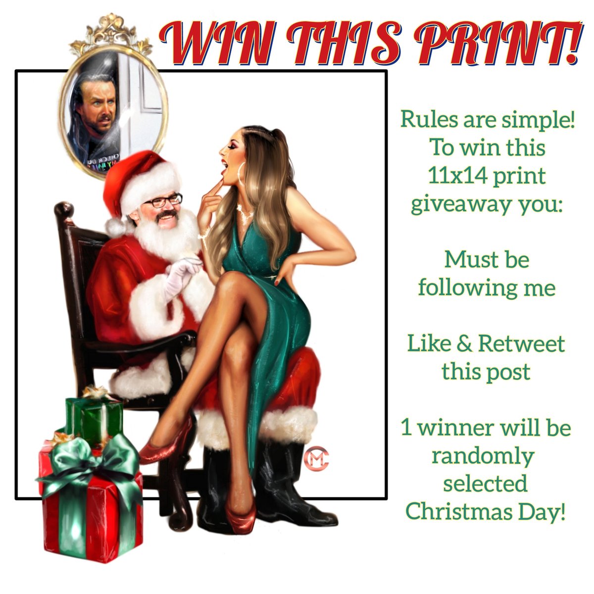 MelColemanArt's tweet image. ☃️🎄CHRISTMAS GIVEAWAY!🎄☃️
Everyone has simply been amazing to me and as a small thank you, I'd like to gift this "Santa BAY-BAY" print to one random winner. Just follow the rules below! 
#AEW #WrestlingTwitter #WrestlingCommunity