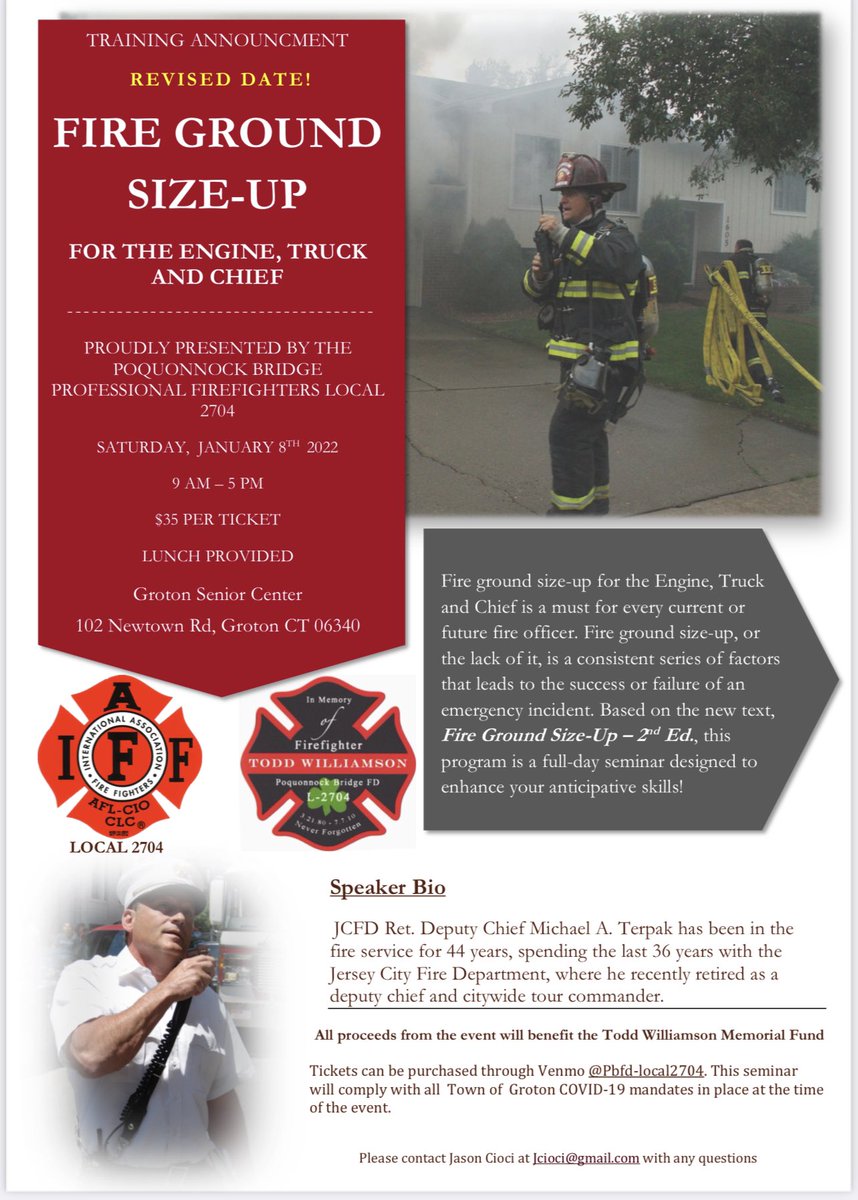 Don’t miss this great training opportunity for firefighters to Chief’s.