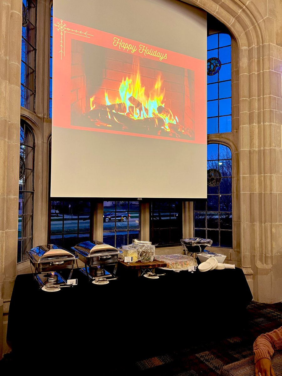 Zoha_H_Syed's tweet photo. The festive room (@TGSatNU Commons) before the @NUGSA1 @WISERNUGrad @NUPostdocs holiday party began! Thanks to all the attendees for showing negative COVID-19 tests upon arrival! 🎄🎁🎅🏼 https://t.co/HAX2VYkKt9