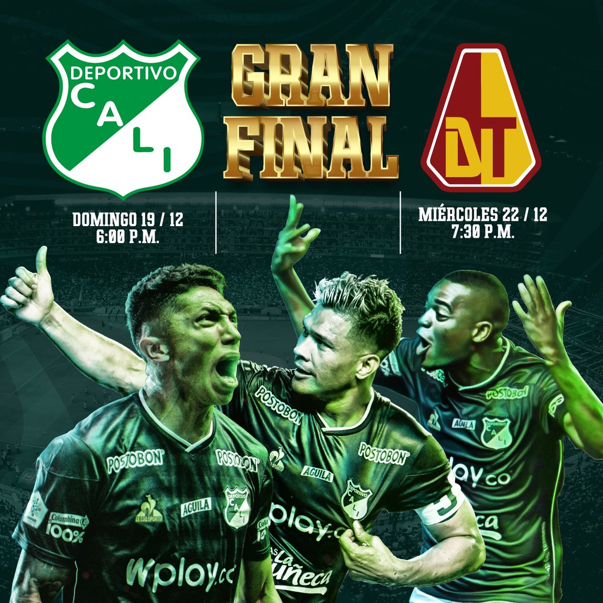 DeportivoCaliCP's tweet photo. 🇳🇬 ¡𝗚𝗥𝗔𝗡 𝗙𝗜𝗡𝗔𝗟 𝗟𝗜𝗚𝗔 𝟮𝟬𝟮𝟭 𝗜𝗜! 🇳🇬

Deportivo Cali 🆚 Deportes Tolima.

¡𝗩𝗔𝗠𝗢𝗦 𝗚𝗟𝗢𝗥𝗜𝗢𝗦𝗢!

#VamosCali 💚 https://t.co/ttW2nGMIvr