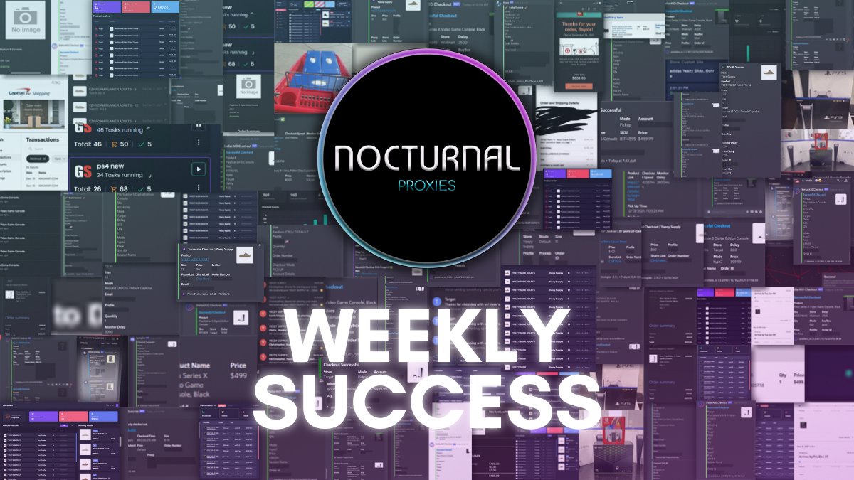 🚨Weekly Success!🚨

Consoles, GPUs, Shoes☑️

Best ISPs and Resis on the market!😁

1x 3GB Giveaway!🥶
| Rules:
| Like &amp; RT👏
| Follow <a href="/NOCTURNALPROX/">Nocturnal Proxies</a> 💚
| Tag a buddy below!👇

Ends in 24hrs!🕘