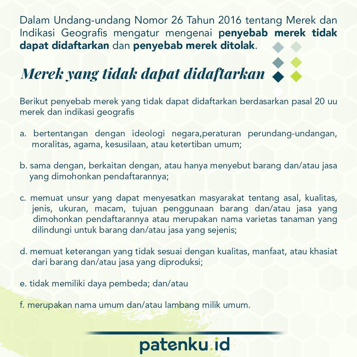 PatenkuId's tweet photo. Anda menerima Surat "Pemberitahuan Usulan Penolakan"? Jangan khawatir masih ada kesempatan untuk anda dengan mengajukan Surat Tanggapan atas Usulan Penolakan yang memuat bukti-bukti untuk meyakinkan pemeriksa merek. https://t.co/bFi0tdcfah