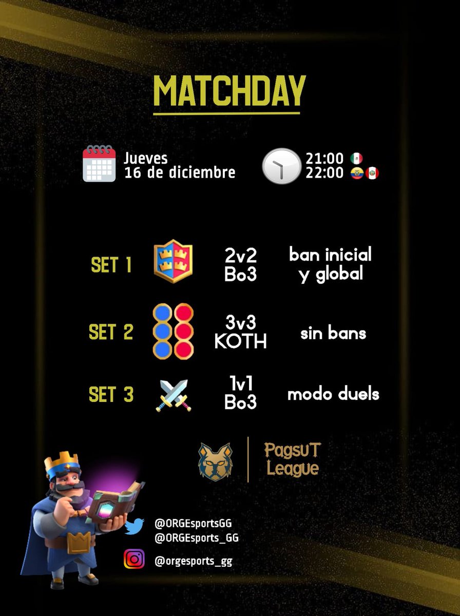 🌐 - #CR | #MATCHDAY
🏆 - <a href="/PagsuTL/">PGaming League</a>
🆚 - TeamNovaLat
🗓️ - 16-12-21
⏰ -  21:00 🇲🇽 22:00 🇦🇹 🇪🇨
♾ - Rondas De Grupos 
💫 - #ORGIsHere 

🗣️ - Staff 

😎 - Capitan:
@kevinxm380 

👨‍💼 - CEO
@0RGULLOSAMENTE