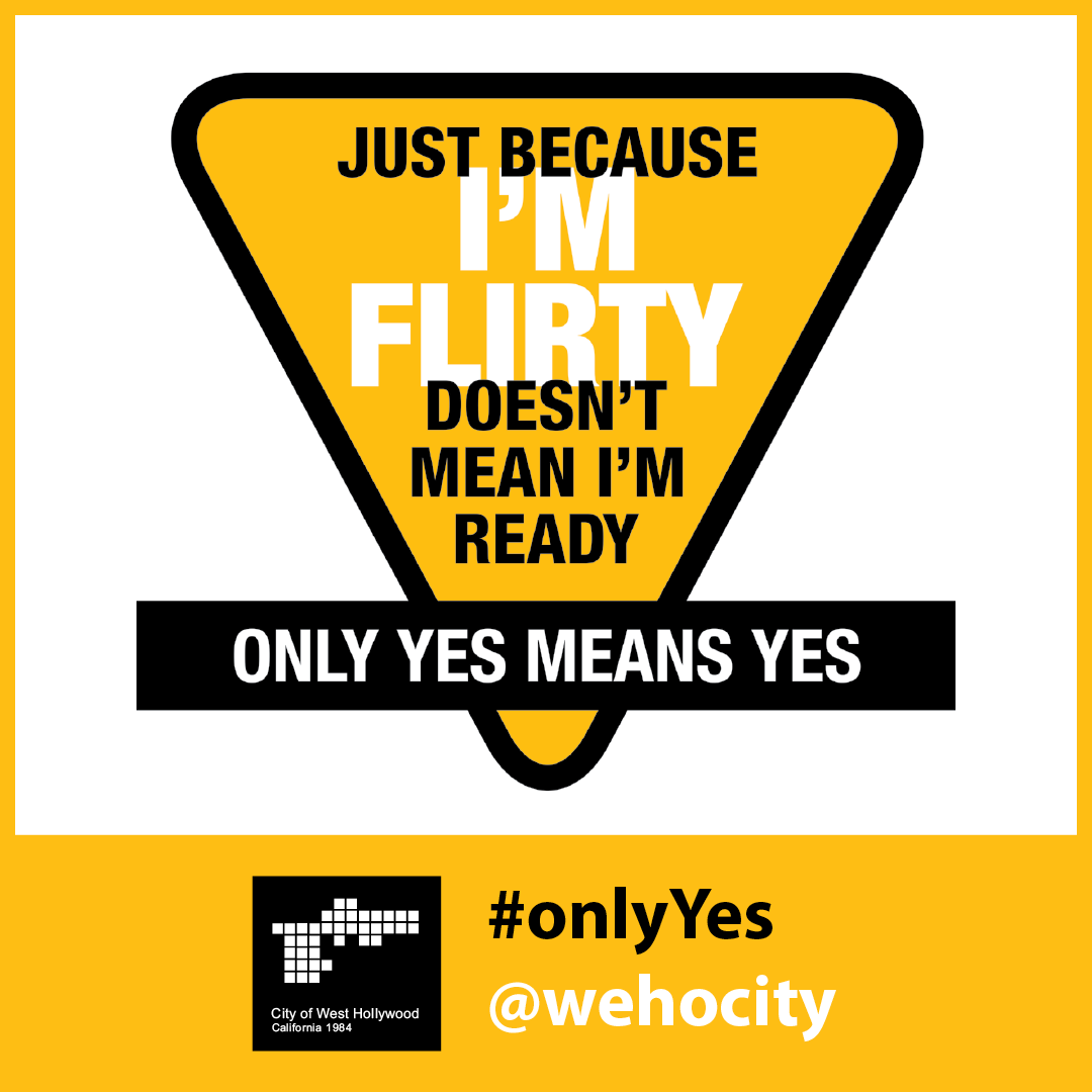 WeHoCity's tweet photo. We're working to raise awareness about sexual assault and consent with our โOnly Yes Means Yesโ campaign. Please help us amplify the effort with the hashtag #onlyYes
Learn More: https://t.co/cu76WTubwB https://t.co/bkGkNZUlW4