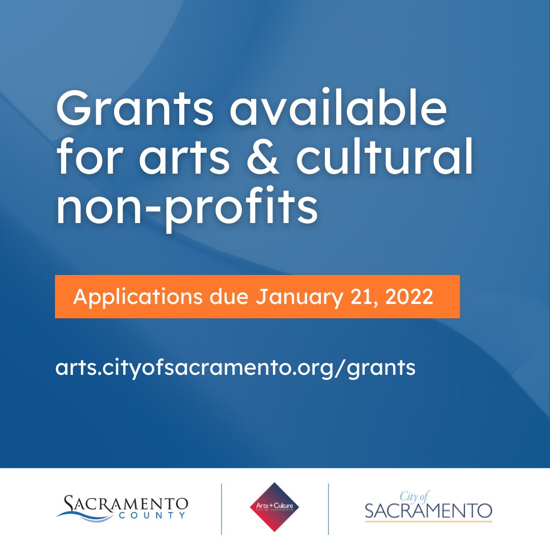 The Cultural Arts Awards grant program is NOW OPEN! The $925,000 program is being administered by <a href="/SacCityArts/">Office of Arts & Culture - City of Sacramento</a> and is available countywide through a partnership between <a href="/TheCityofSac/">City of Sacramento</a> and <a href="/SacCountyCA/">Sacramento County</a>. Apply by 1/21/22! 

To learn more and apply, visit: arts.cityofsacramento.org/Grants/For-Non…