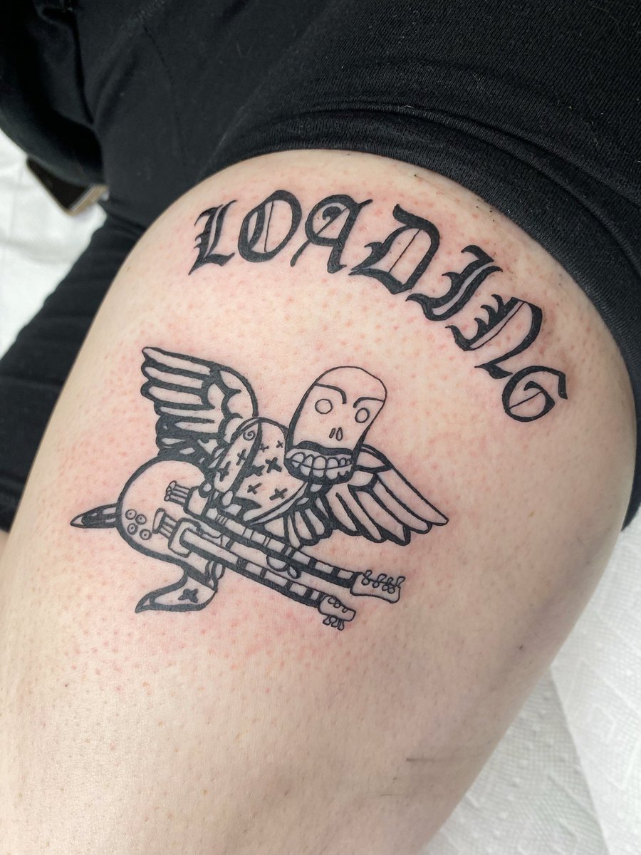 lunamothwitch's tweet photo. quite possibly the coolest tattoo I’ve done idk 🎸❤️‍🔥 https://t.co/TRheiO4BTr