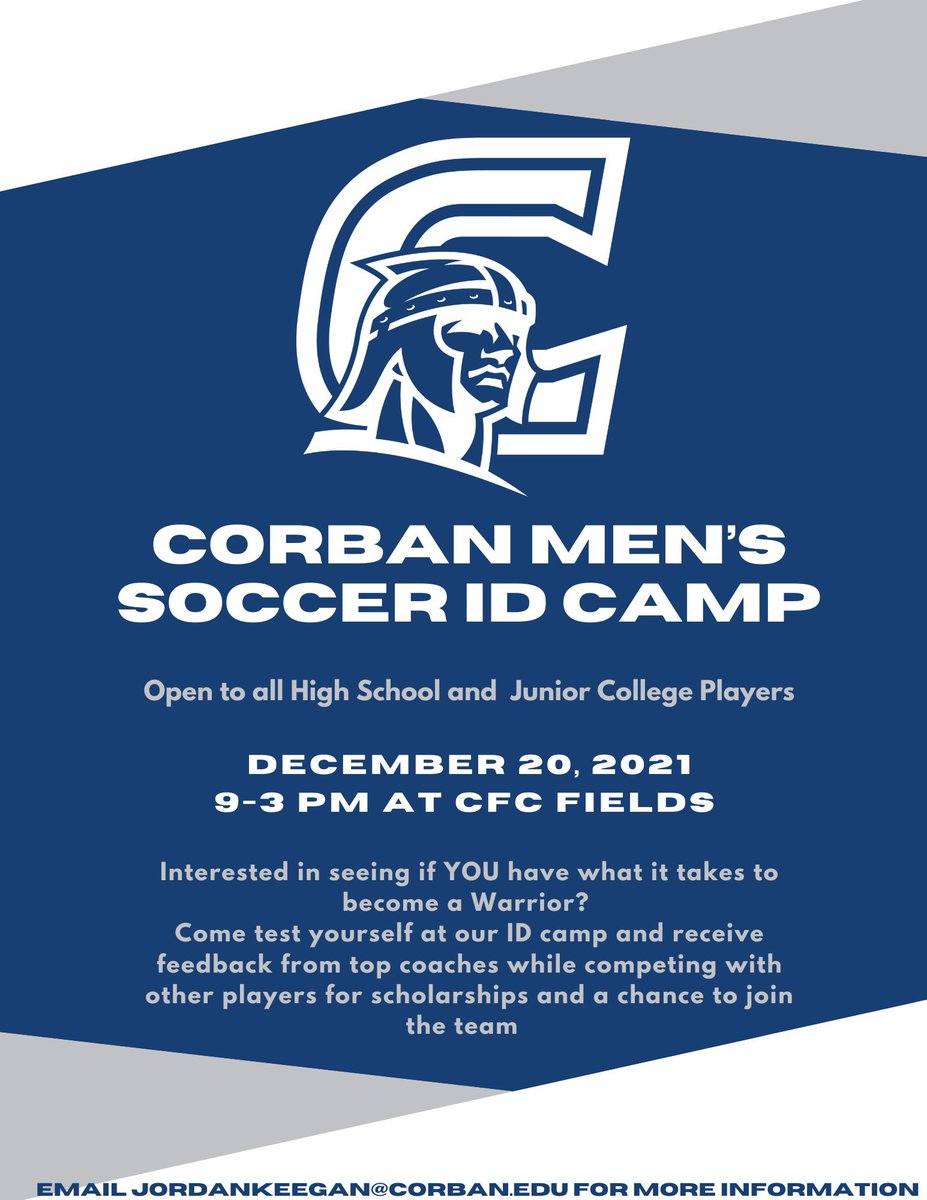 corbanmsoc's tweet photo. Registration for our winter ID Camp closes this Sunday at 3:00 PM! 

We only have 5 spots left, don’t miss out on a chance to get scouted 👀

#WeAreCorban https://t.co/bY30HJj6zl
