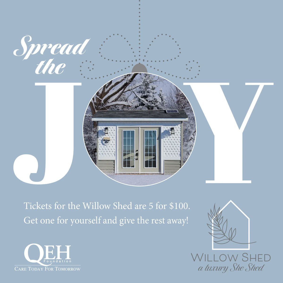 A luxury She shed won't fit under the tree but a ticket to win one will! Funds raised from the Willow Shed draw will support the purchase of digital mammography equipment at the QEH. Visit buff.ly/321pEOo for ticket information or visit Sherwood TIMBER MART to buy tickets