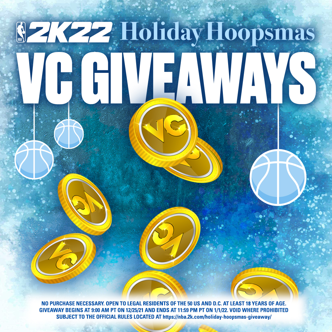 NBA2K's tweet image. It's the Holidays so we want to give back to our 2K players 🎮

🎁Starting on Christmas, we're giving away VC everyday until New Years

Make sure you pick up 2K22 so you can enter our VC giveaways