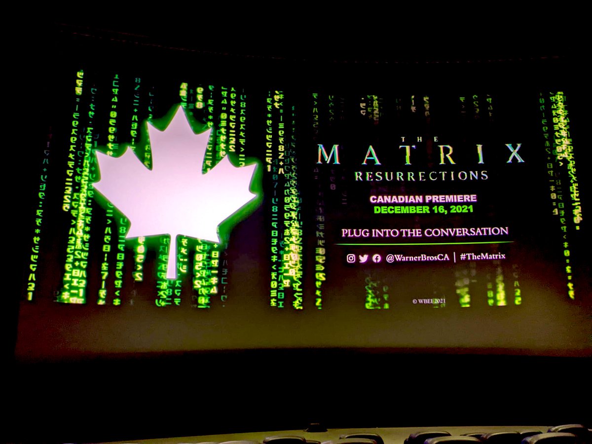 JaneyxLee's tweet photo. Thank you @xcanada and @WarnerBrosCA - can’t wait for the movie to start! #TheMatrix #TheMatrixResurrections https://t.co/seUB99Fi3A